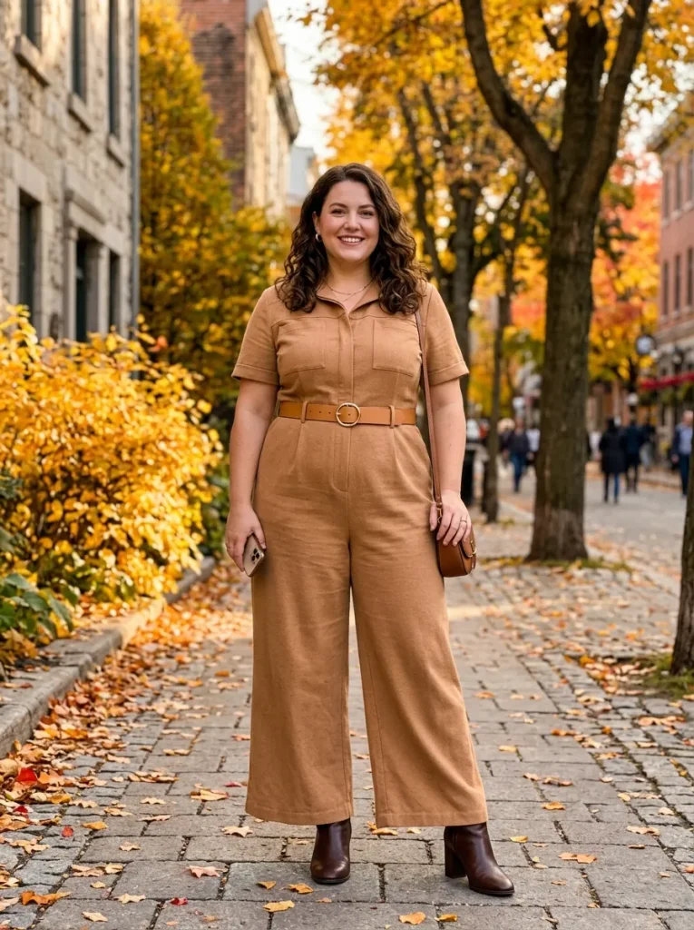 A Wide-Leg Jumpsuit in a Warm Neutral