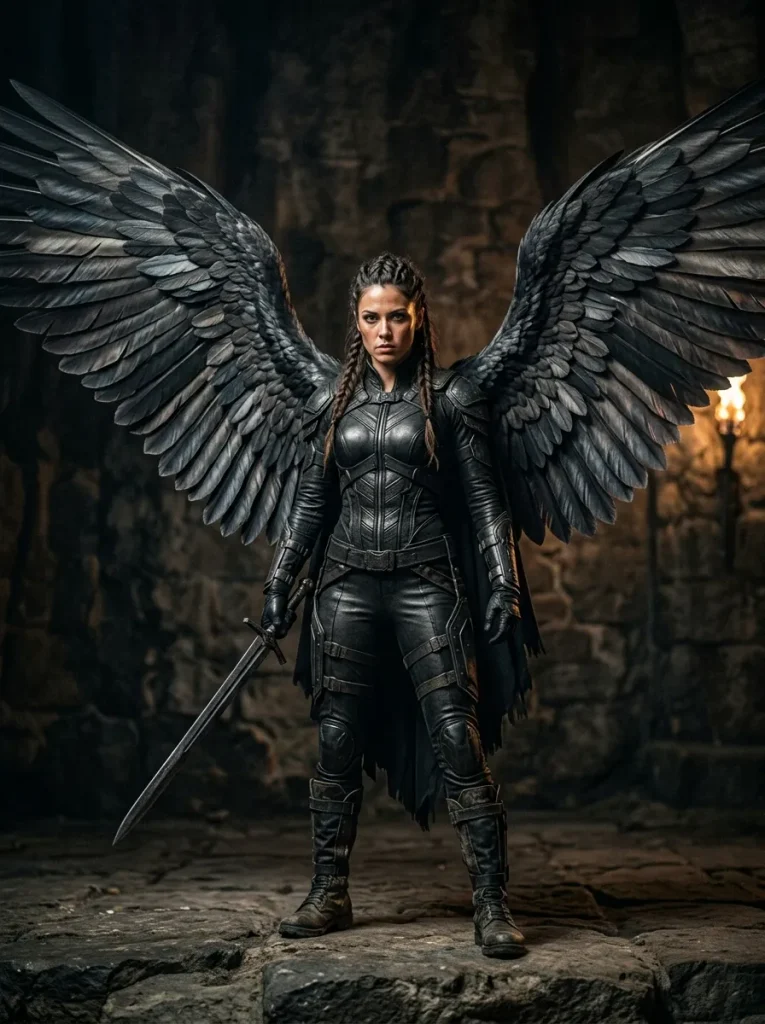 A Winged Warrior With Feather Details
