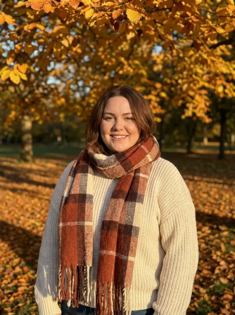 A Warm Plaid or Rust Scarf as Your Color Anchor