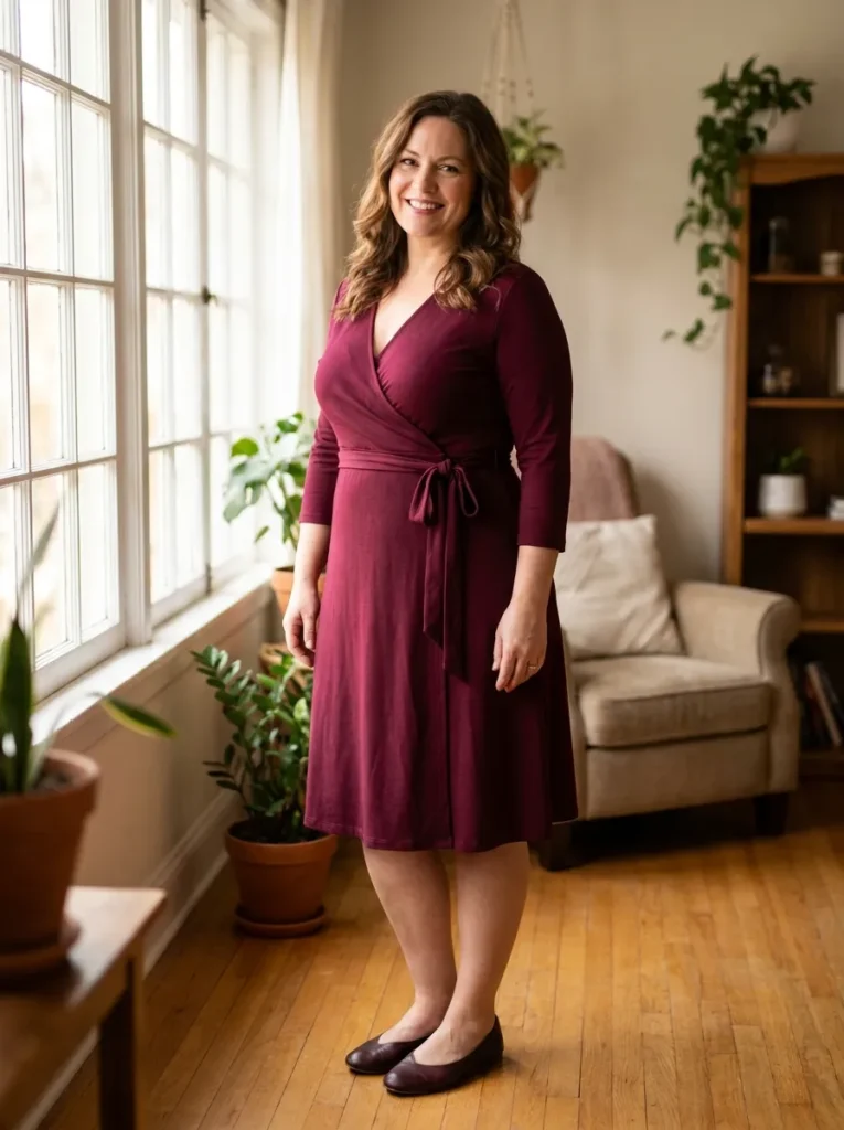 Wrap dress — deep burgundy