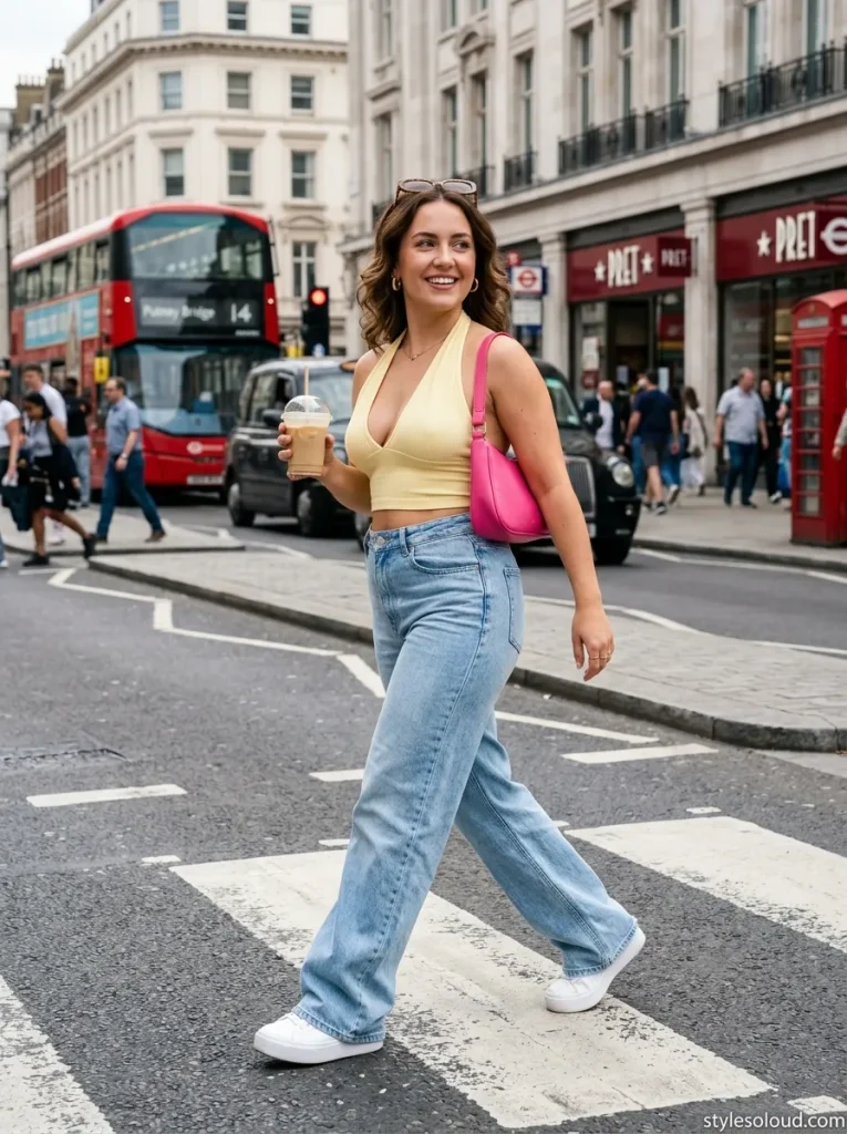 Yellow Halter & Puddle Jeans
