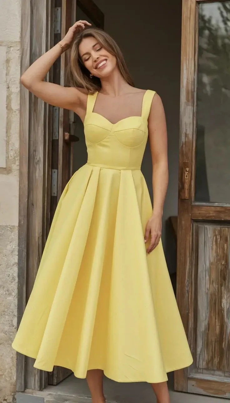 Best for big bust: yellow sweetheart dress