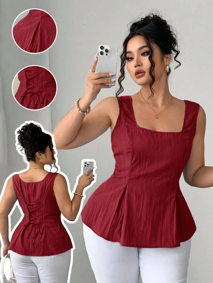 Best for big bust: red peplum top