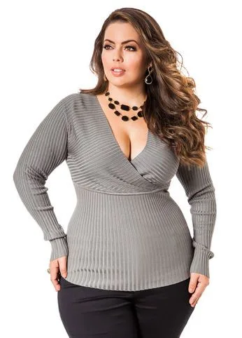 Best for big bust: grey wrap sweater