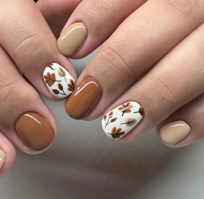Easy fall nail ideas: nude nails with tortoiseshell accents