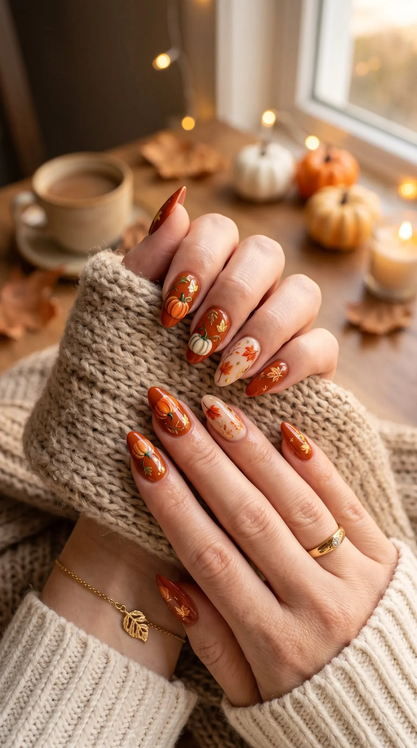 Easy fall nail ideas: wine burgundy almond nails