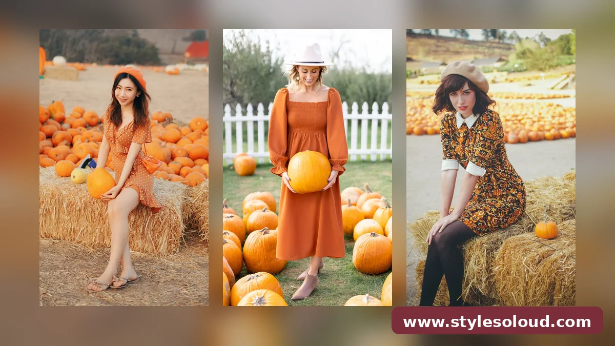 Hot weather pumpkin patch outfits for women in their 20s: three summer fall looks collage