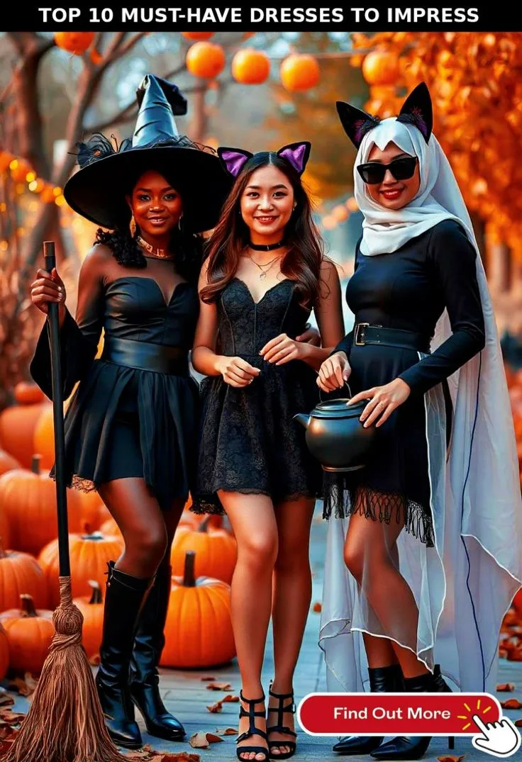 Halloween costume for women: witch and nun friend group costumes