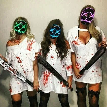 Halloween costume for women: Purge mask trio with fake blood