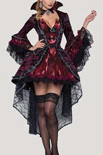 Halloween costume for women: red vampire bustle dress