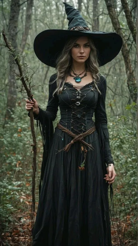Halloween costume for women: forest witch black gown