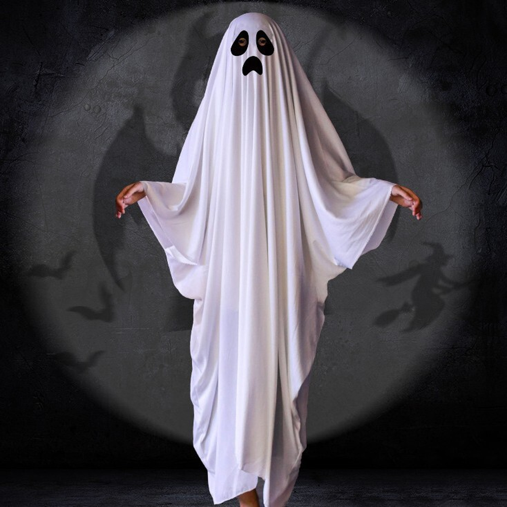Woman in classic sheet ghost costume