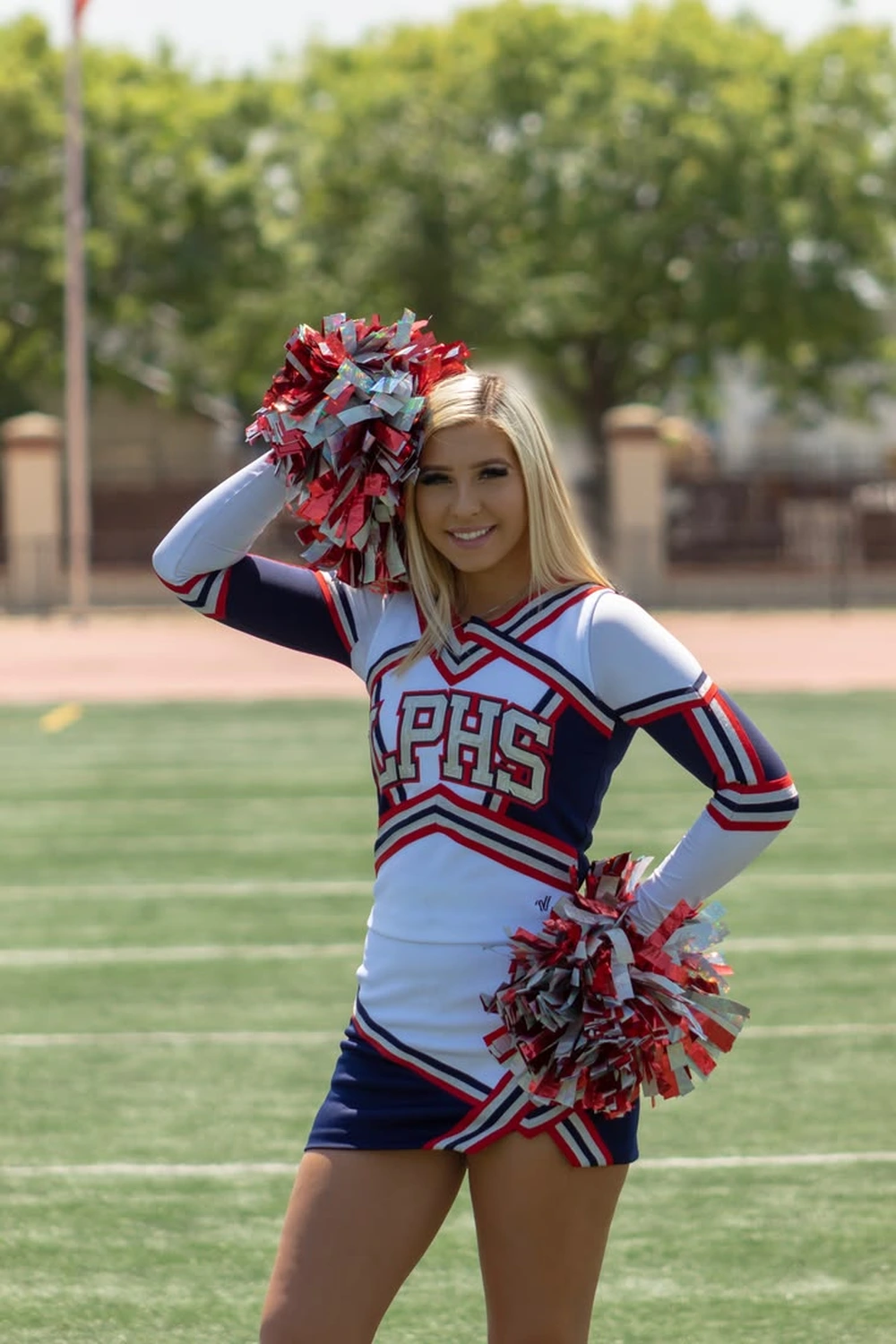 High school cheerleader in uniform