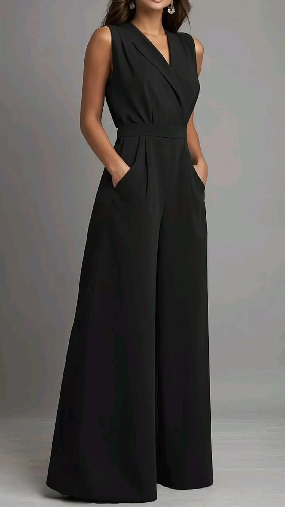 Black wide leg jumpsuit for an evening out
