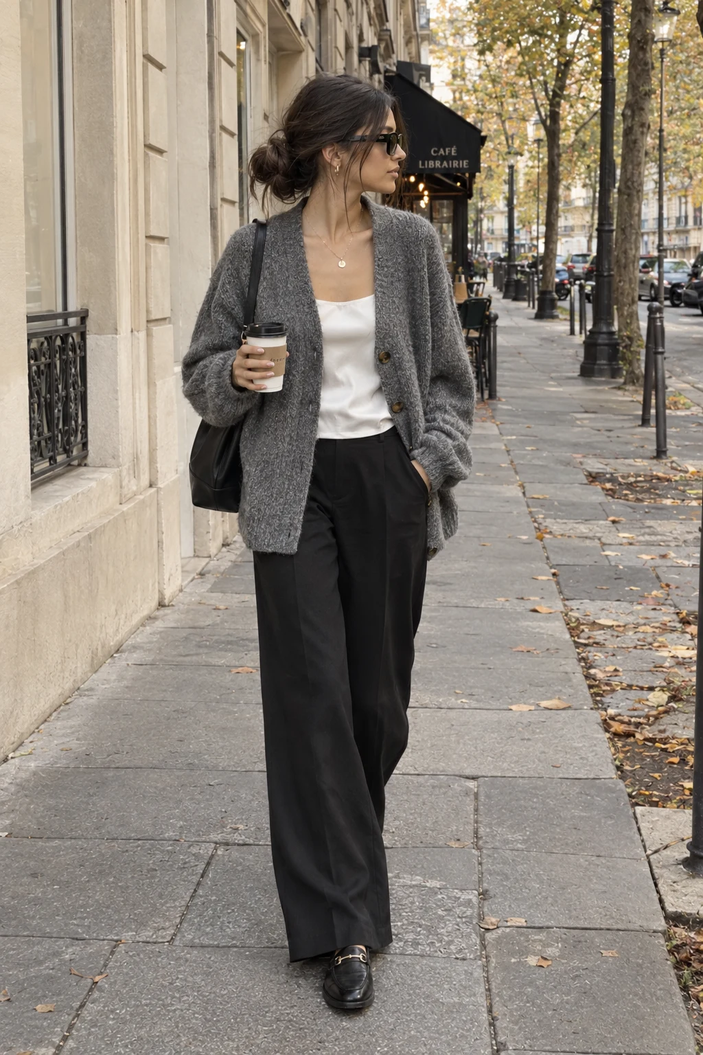 Chunky Cardigan With Wide Leg Trousers fall outfit for women in their 20s
