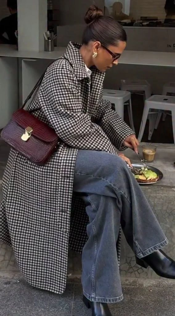 Checked Coat as the Whole Outfit fall outfit for women in their 20s