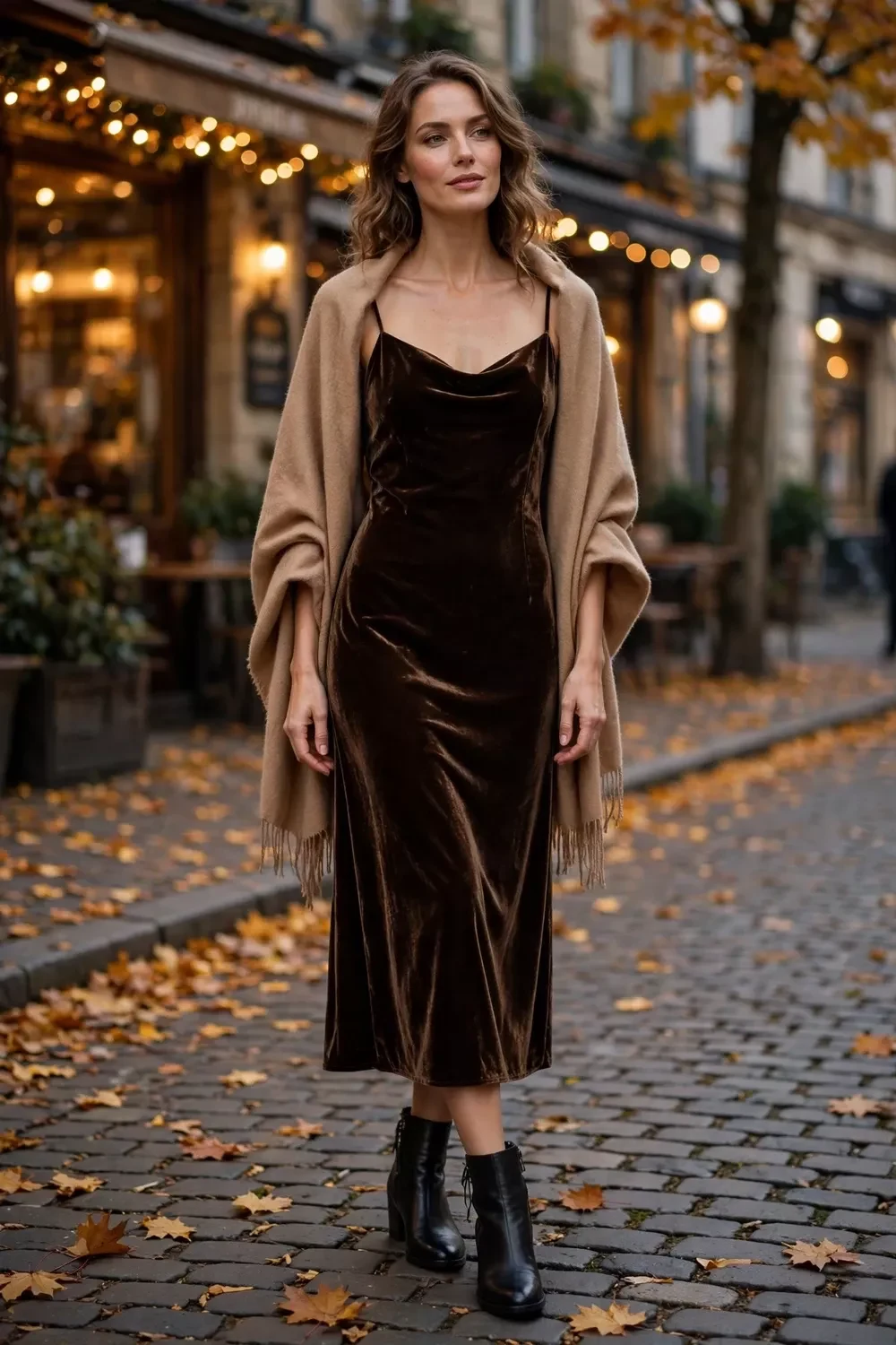 Velvet Dress for Fall Evenings fall outfit for women in their 20s