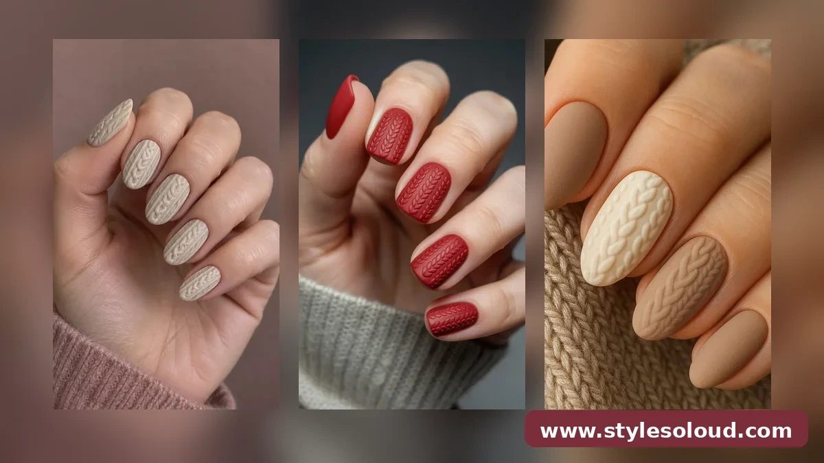 Cozy sweater nail designs featured image