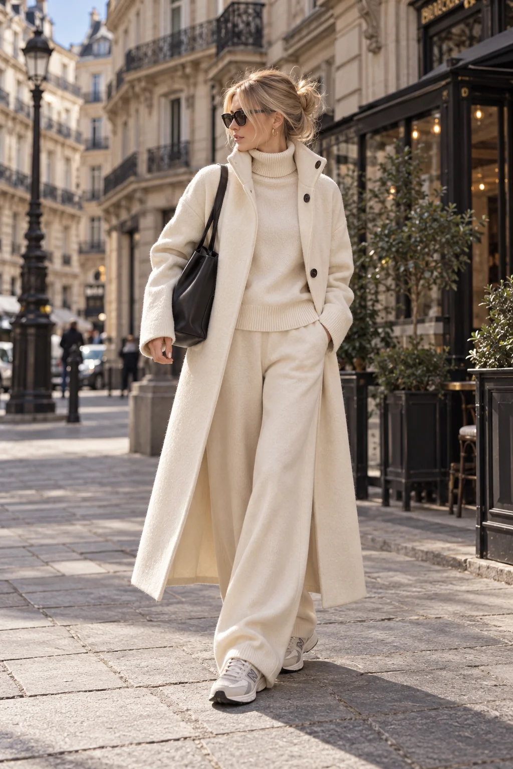 White winter coat outfit for women over 40