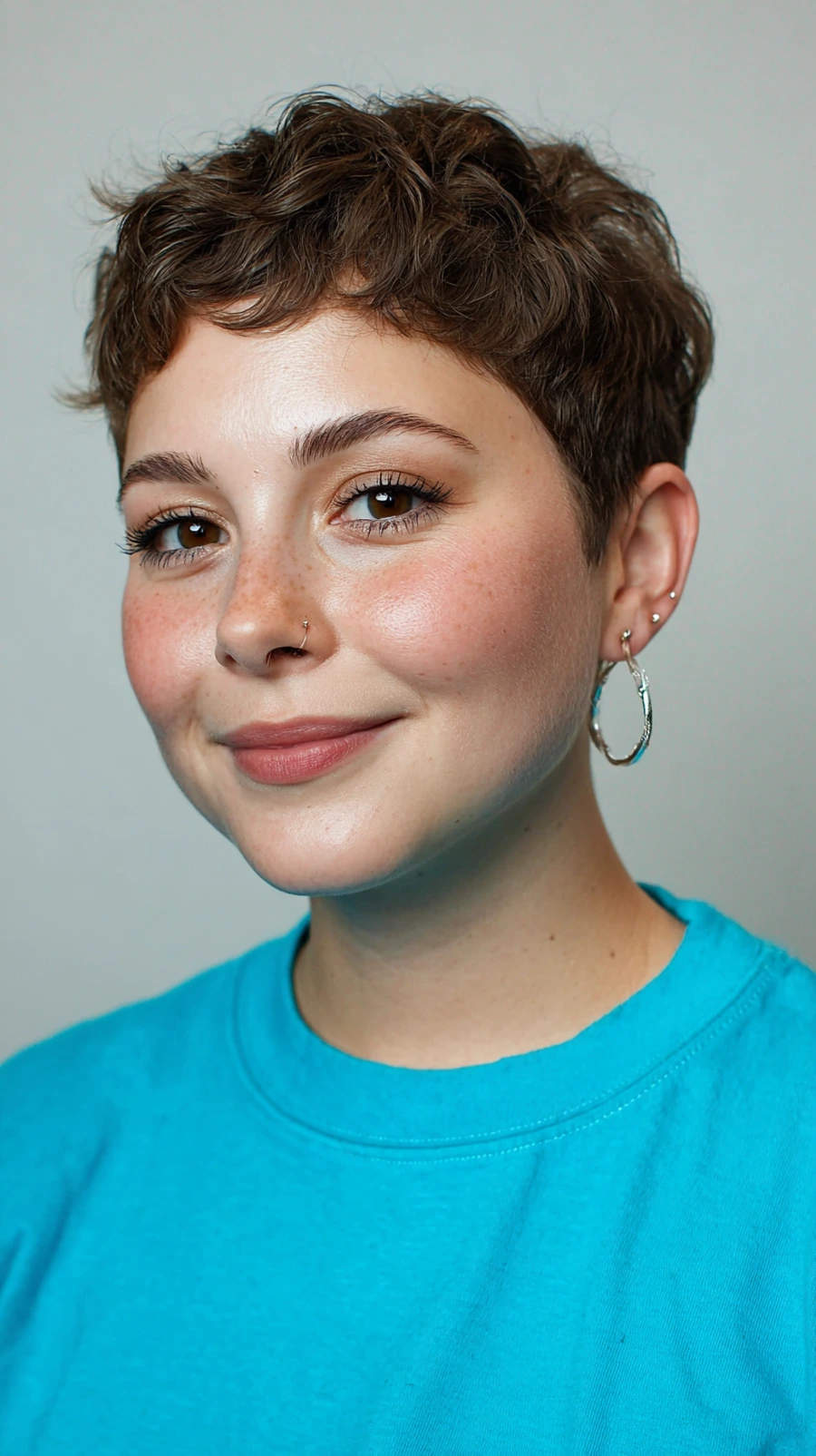 Textured pixie haircut giving volume to thin straight hair