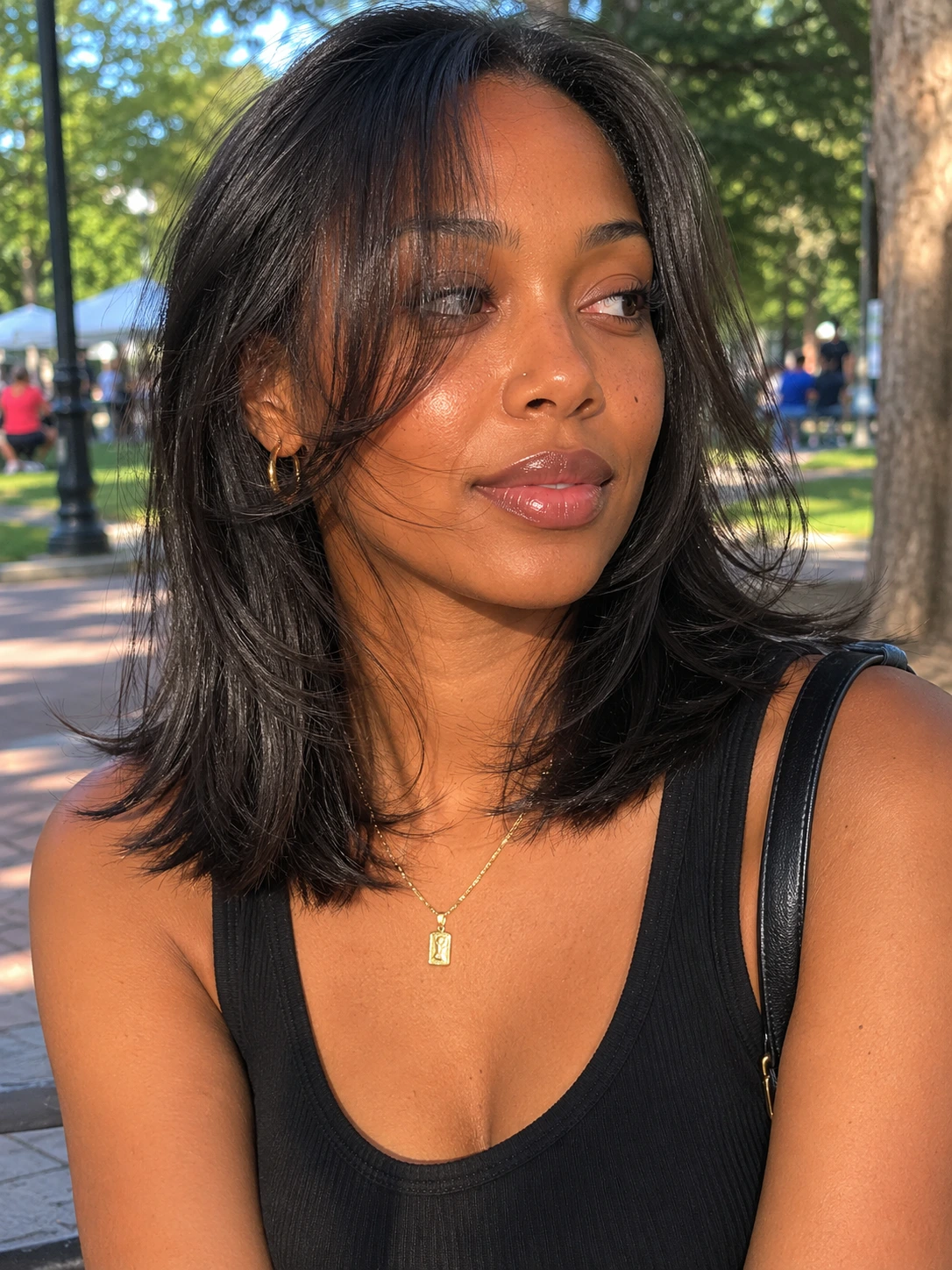 Shoulder length haircut with face framing layers on thin hair