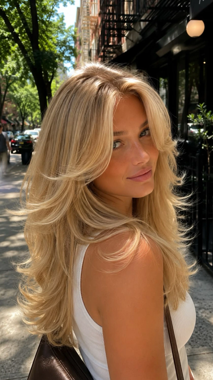 Choppy layered haircut adding texture to fine thin hair