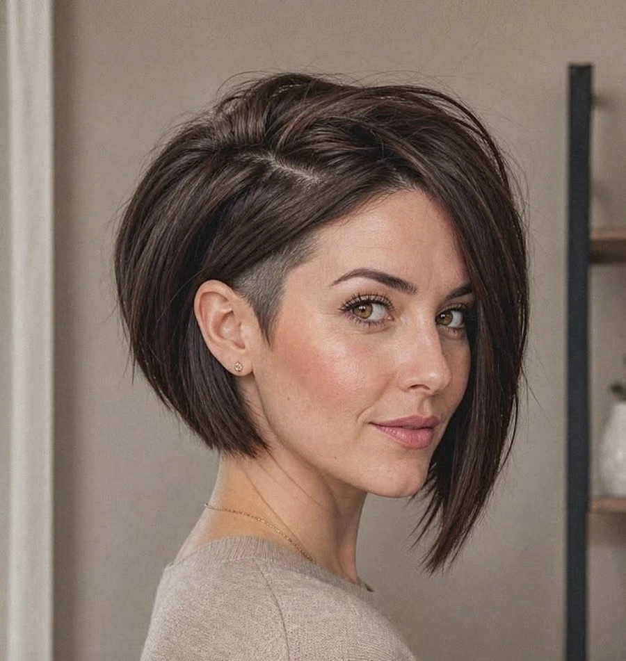 A line bob haircut building shape and volume at the back