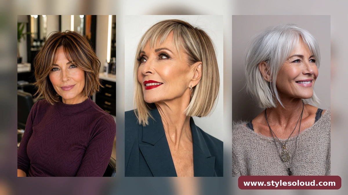 28 Short Haircuts With Bangs Women Over 50 Are Asking For Right Now