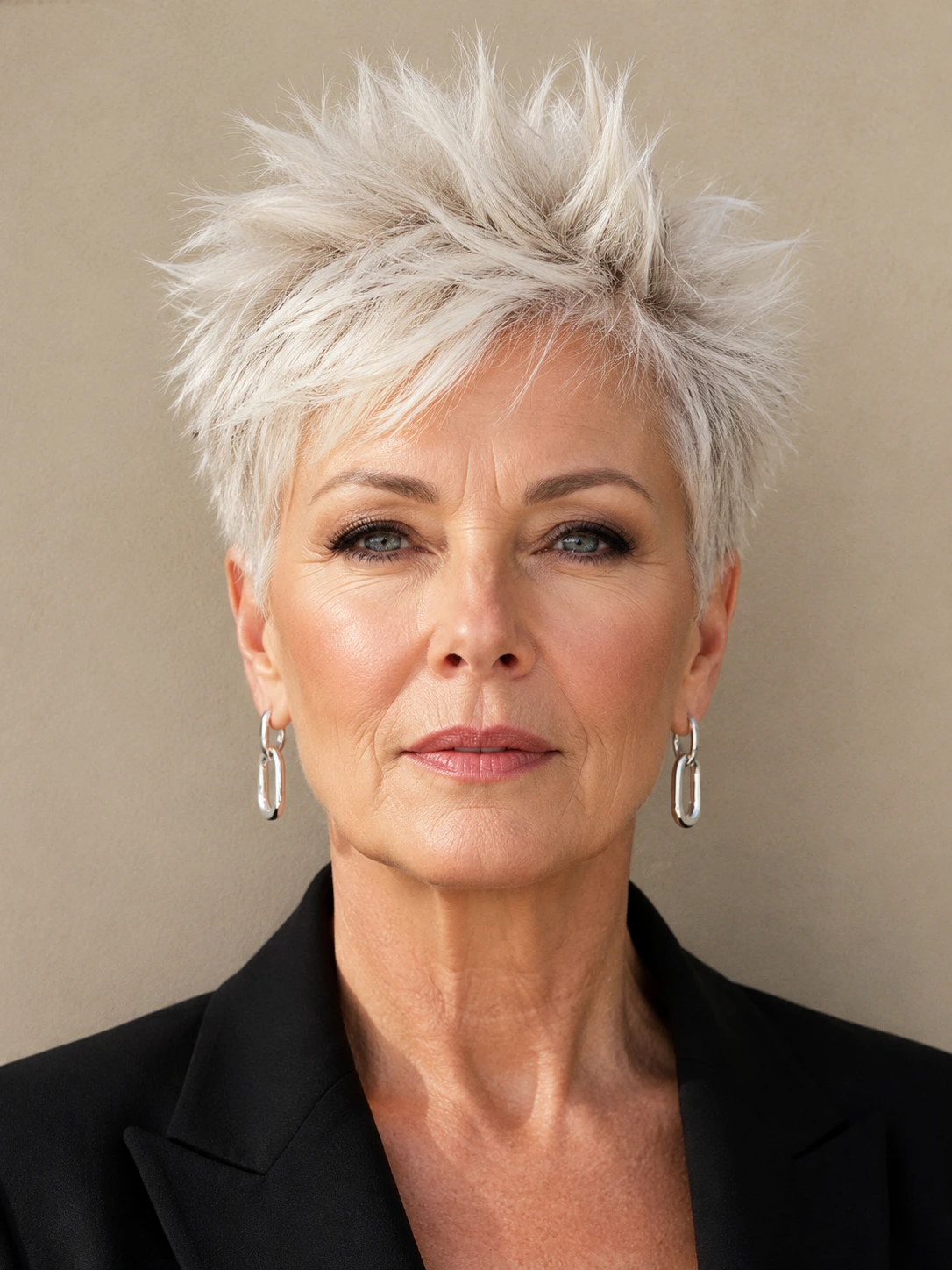 Woman with a sleek polished short spiky pixie