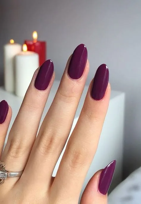 Plum fall nails: plum almond nails by candlelight