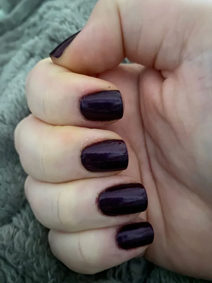 Plum fall nails: matte black plum short nails