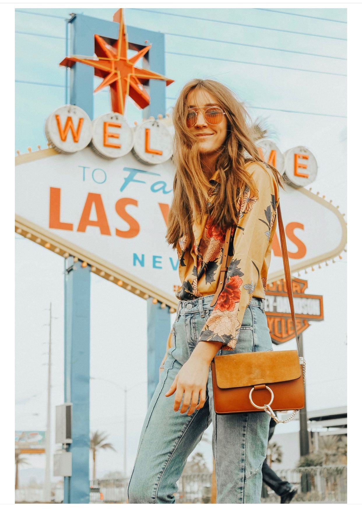 Las Vegas daytime outfit: jeans and kimono