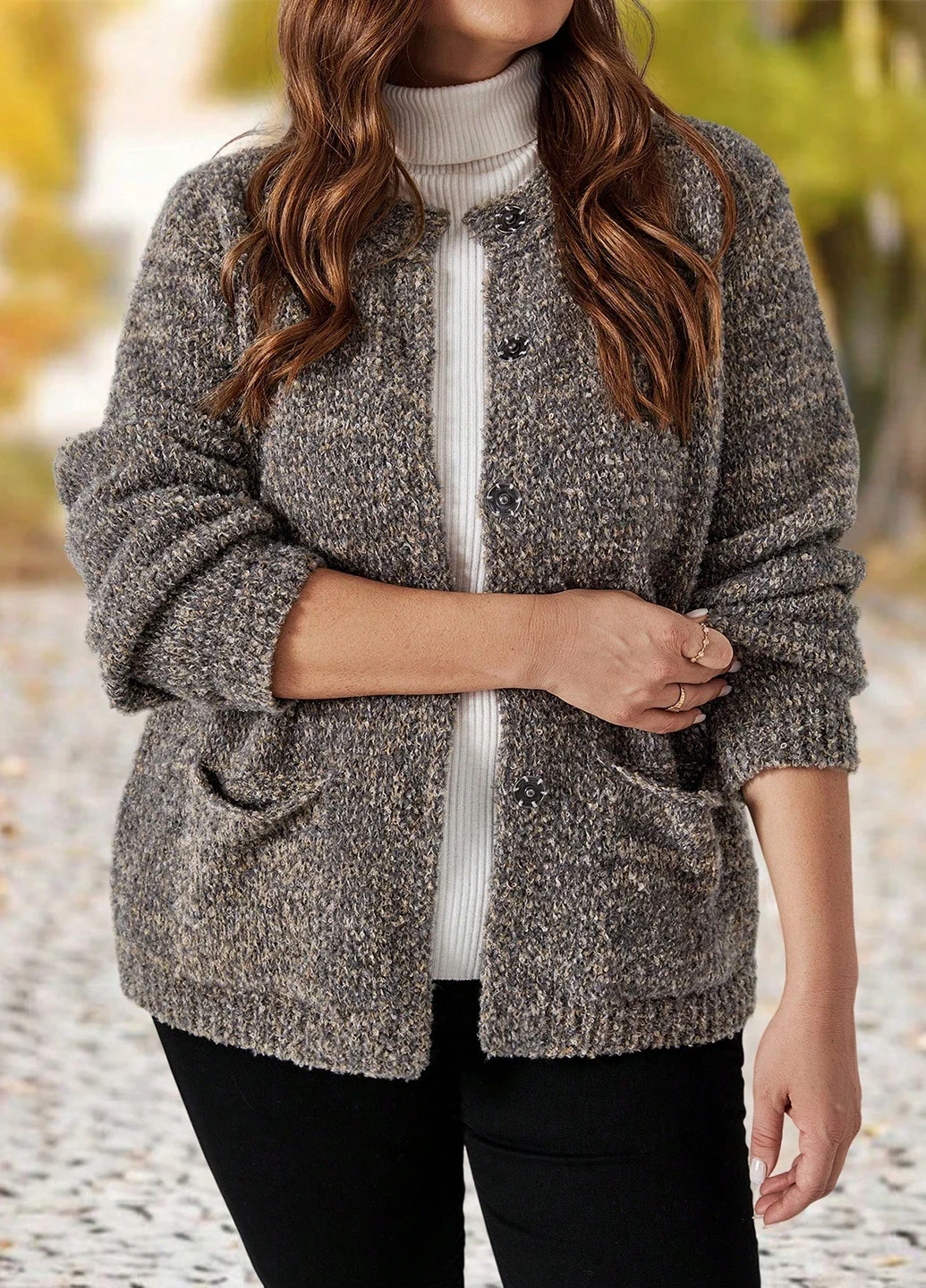 Grey marled knit sweater cozy winter top