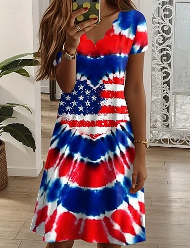 Veterans day outfit: tie dye American flag dress